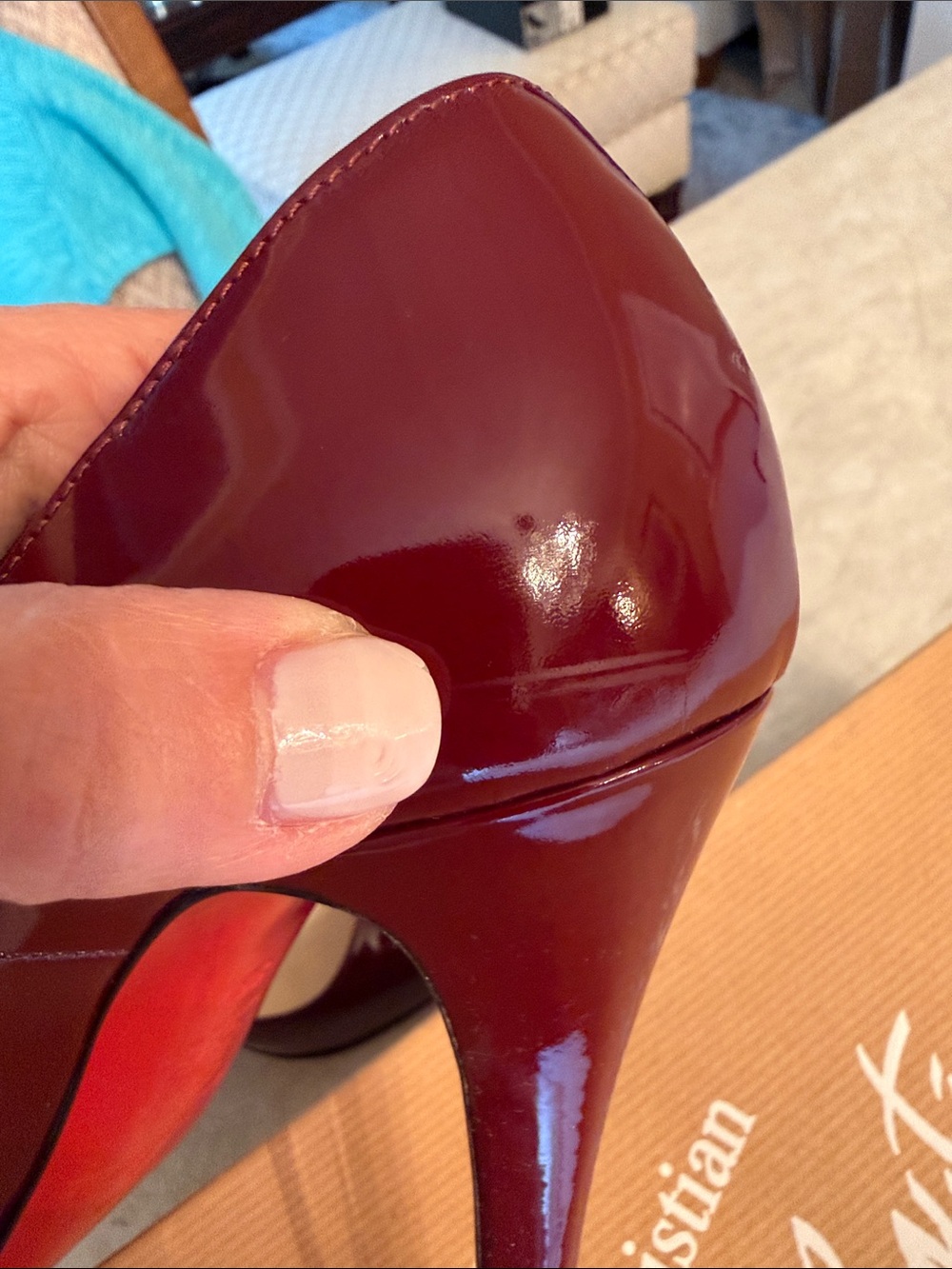 Christian Louboutin Burgundy Patent Leather Stiletto Heels 4” ( 100 mm ) - Picture 8 of 9